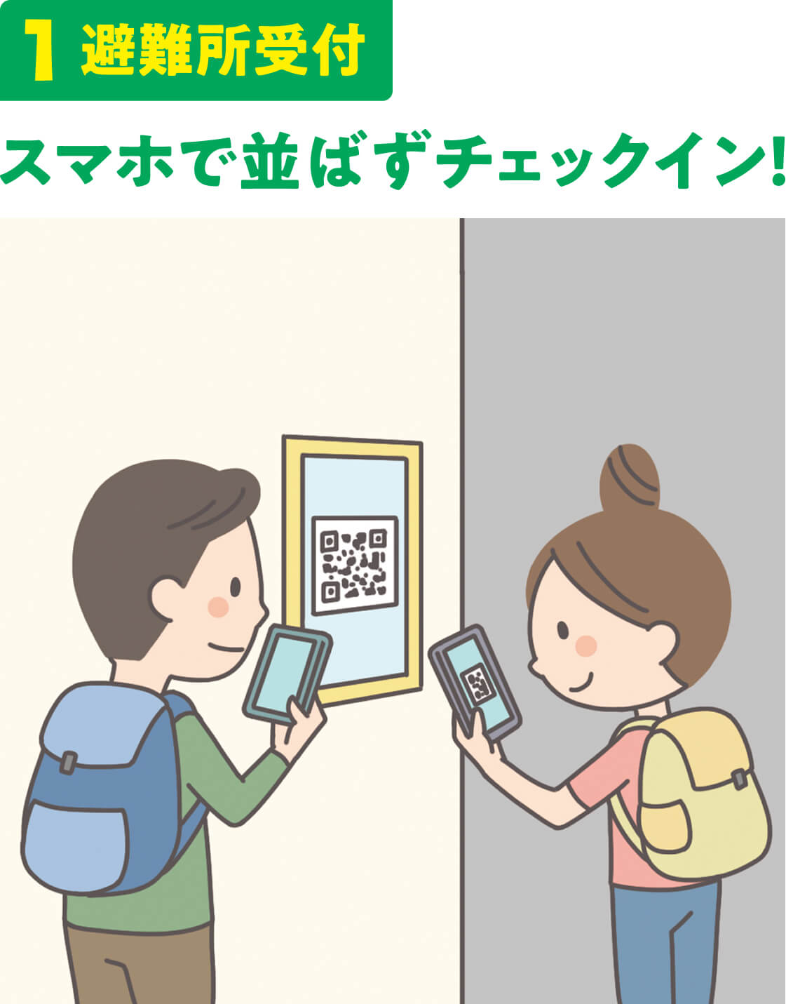 1.避難所受付 スマホで並ばずチェックイン！
